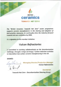 British Ceramics Towards Net zero- Vulcan Refractories